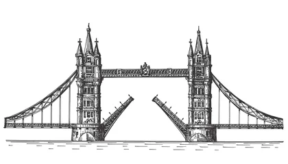 Foto auf Acrylglas  Künstlerisches Denkmal London, England, die Brücke auf weißem Hintergrund