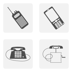 monochrome icon set with phone