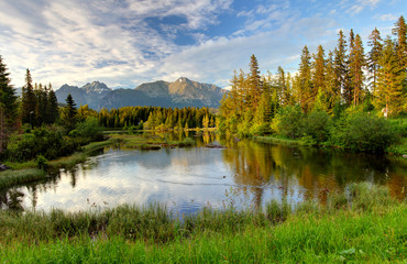 Naklejka premium Natural mountain lake in Slovakia Tatras