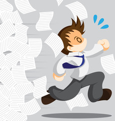 Cartoon vector of running office worker from work