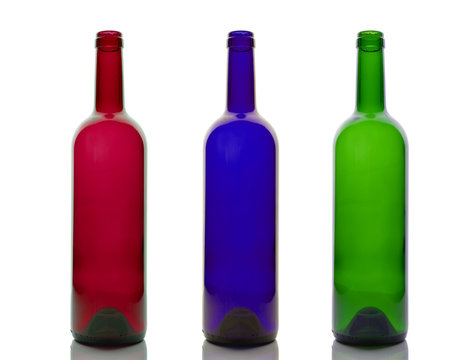 Empty wine bottles.
