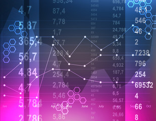 Colorful business background with charts and figures