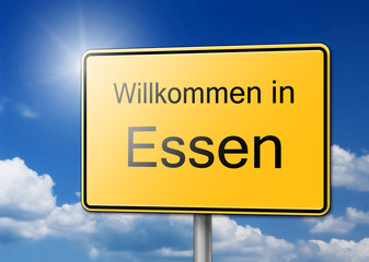 Obraz premium Willkommen in Essen Schild Hintergrund