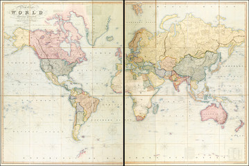 Naklejka premium Vintage World map