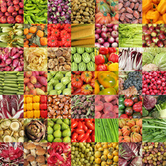 Naklejka na ściany i meble vegetables and fruits collage