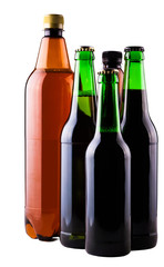Beer in bottles of different varieties