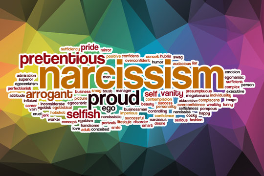 Narcissism word cloud with abstract background