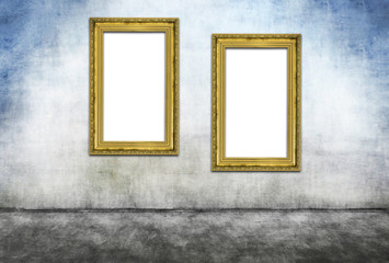 Two vertical golden frames