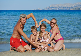 Family at sea shore beach