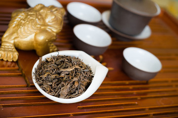 Chinese tea on wooden desk