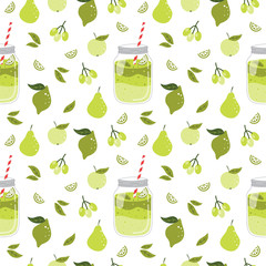 Seamless pattern with smoothie and fruits. - 79799722