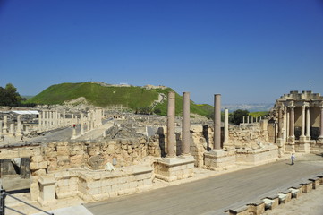 Scene of amphitheatre in Beth Shean National Park, Israel
