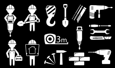 set white construction industry objects