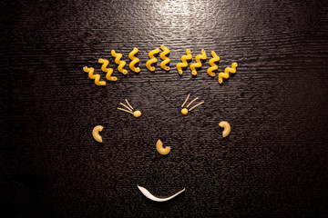 funny face pasta, pasta portrait of a boy