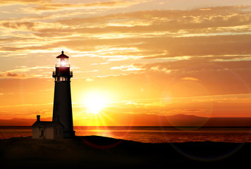 Lighthouse at sunset © Sergiy Serdyuk