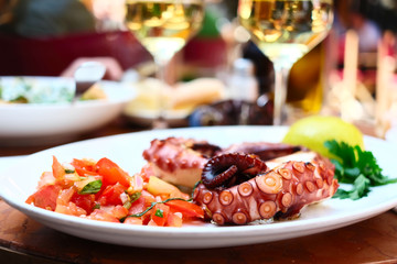 Octopus salad close up