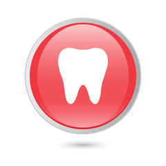 tooth icon on  red glossy button