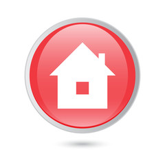 home icon on  red glossy button