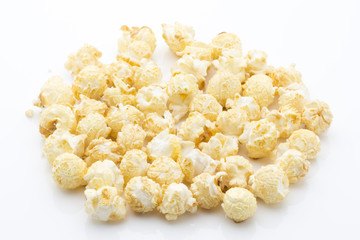 Popcorn isolated on the white background.
