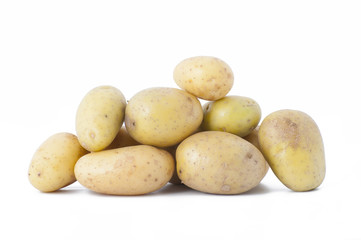 Early potatoes on a white background.