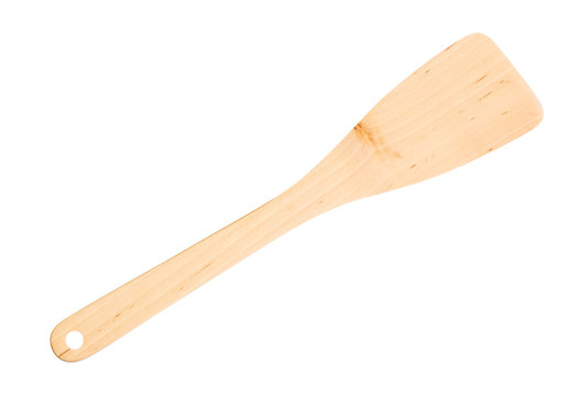 Wooden ladle isolated on white background.