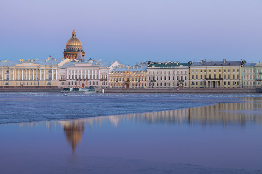 English Embankment, Neva and Saint Isaac's Cathedral, St. Peters