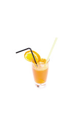 Glass of orange juice isolated on white