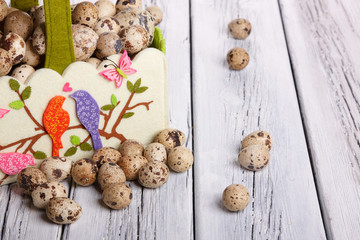 Easter eggs wooden background