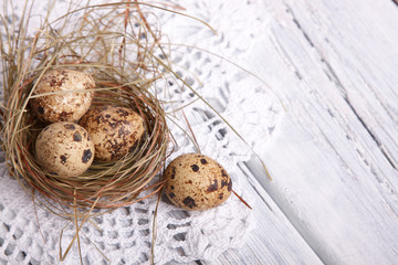 Obraz premium Easter eggs wooden background