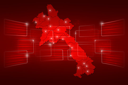 Laos Map World map News Communication red