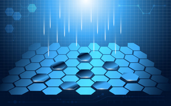 hexagon rectangle abstract technology perspective design backgro