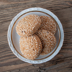 oatmeal cookies on a wooden background