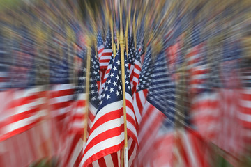 American Flag Decorations on Memorial Day Holiday
