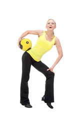 Fototapeta na wymiar Fitness with ball: young woman doing exercises