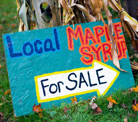 Local Maple Syrup for Sale - Colorful handmade sign