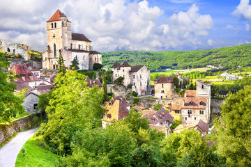 Saint-Cirq-Lapopie -one of the most beautiful villages of France - obrazy, fototapety, plakaty