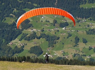 Paraglider in Montafon Alps in Austria, Europe