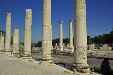 Stone columns at Bet She'an National Park, Israel