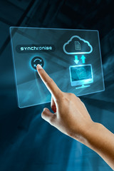 a woman finger transfer data on a digital screen