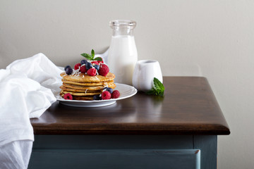 Coconut flour pancakes with fresh berries
