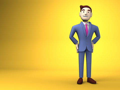 Smiling Businessman On Yellow Text Space