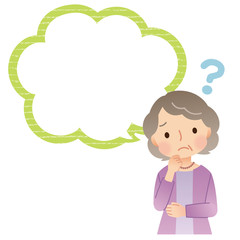 疑問　高齢者女性　シニア　吹き出し
