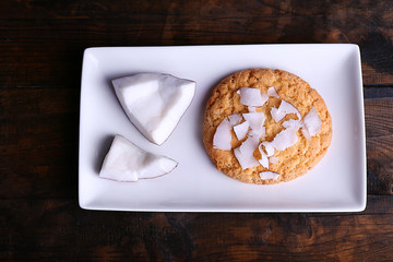 Cookie with pieces of coconut