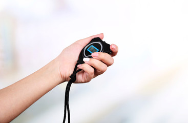 Electronic sport timer in  female hand