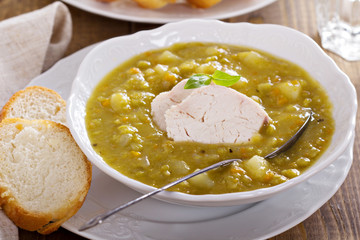 Hearty chicken split pea soup