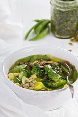 Green minestrone with vegetables