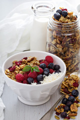 Homemade granola with berries
