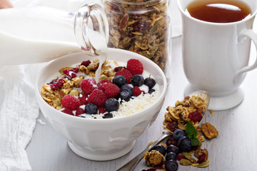 Homemade granola with berries