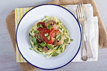 Turkey meatballs with zucchini noodles