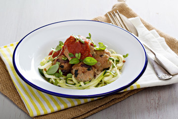 Turkey meatballs with zucchini noodles